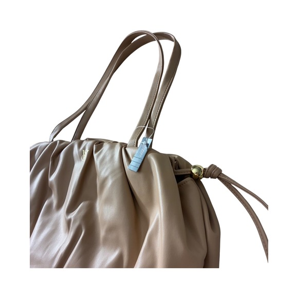 Victoria's Secret Taupe Gathered‎ Tote Bag Drawstring Shoulder Bag - Picture 4 of 7
